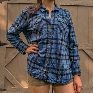 *PLUS SIZE* 100% Cotton Eddie Bauer Purple Plaid Ladies Flannel